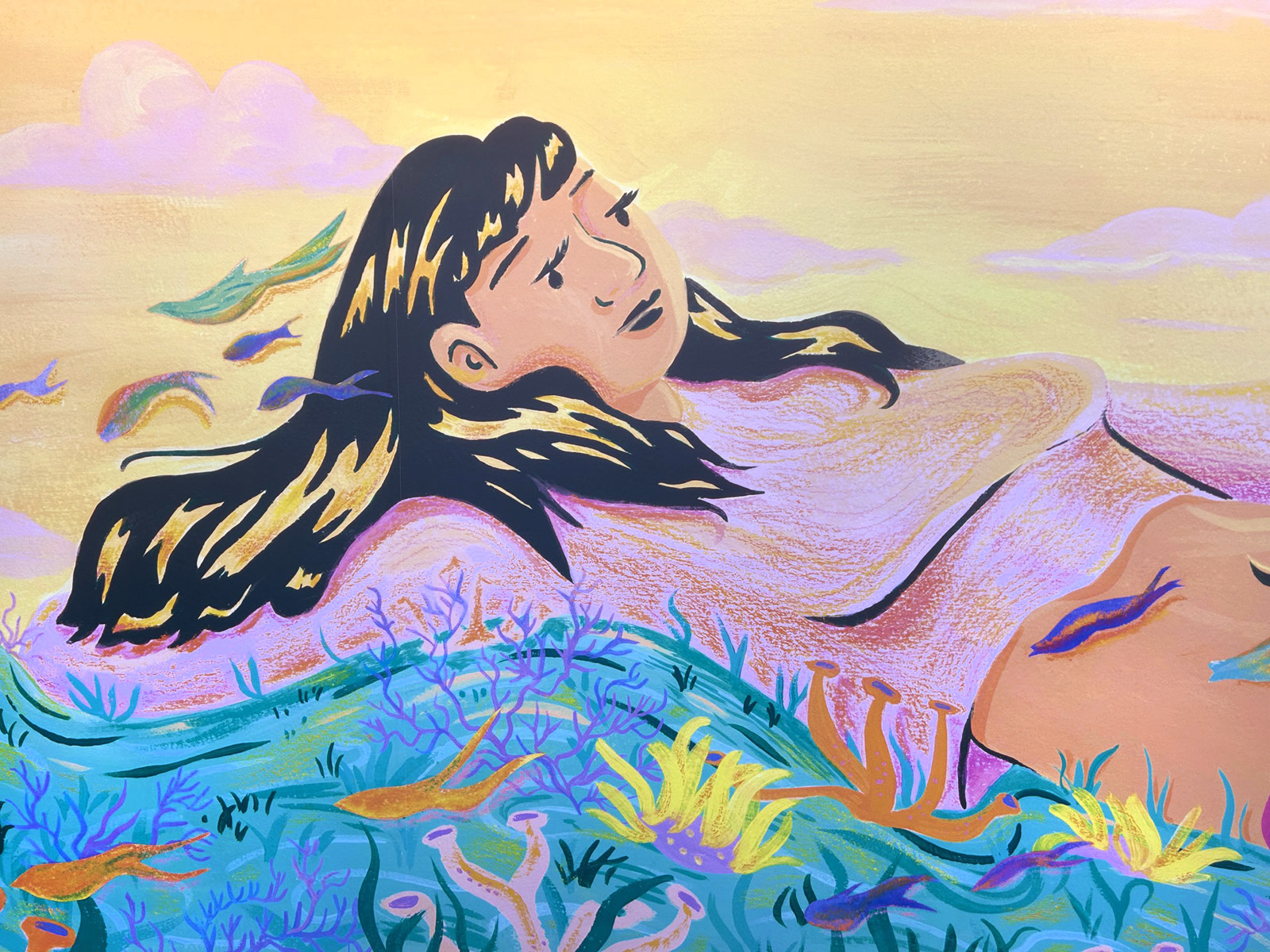 woman lying in a field