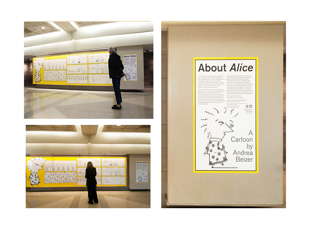a cartoon exhibit by Andrea Beizer