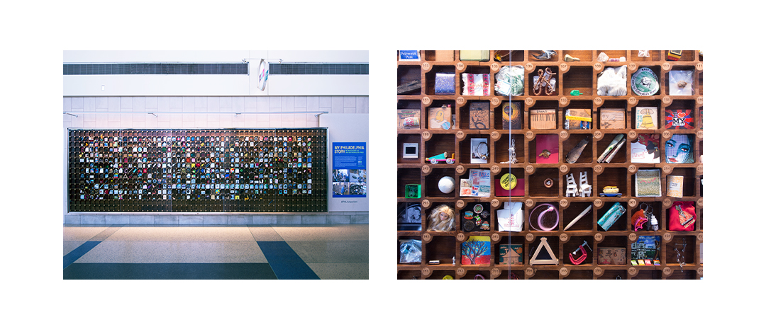 Photo of over 600 unique objects in a wooden frame