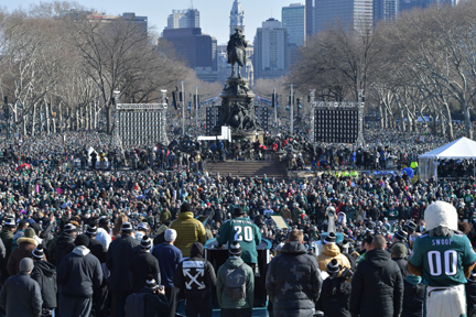 Philadelphia Eagles celebration on stage