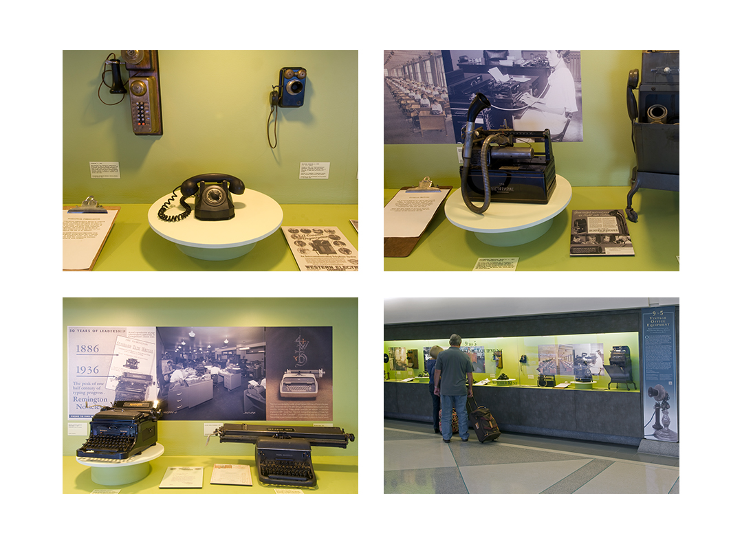 photo of vintage office equipment exhibit from the Atwater Kent Museum