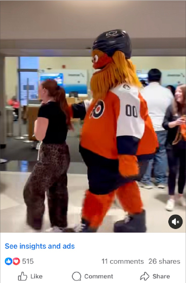 Gritty walking through the terminals