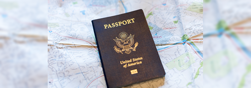 passport on map