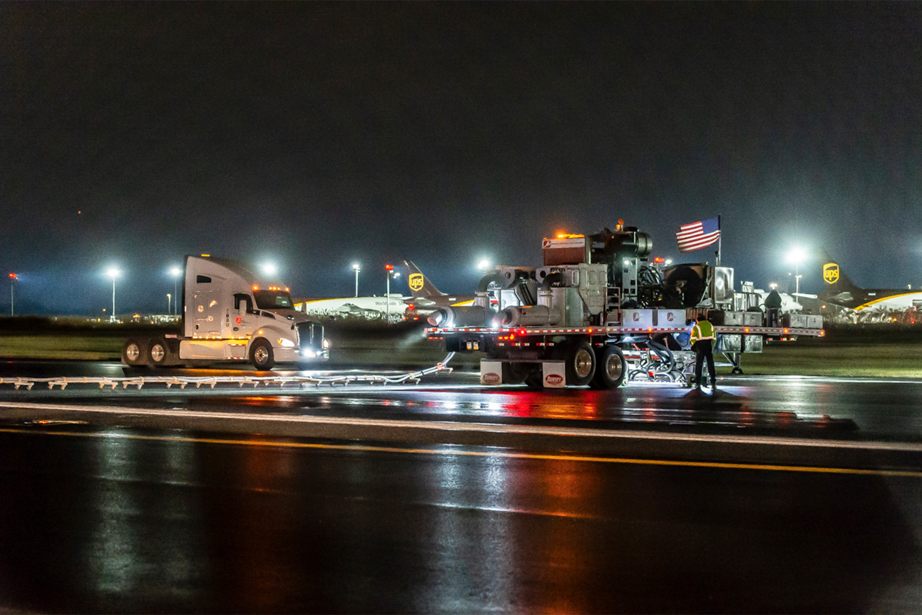 Overnight grooving operation for Runway 9R–27.