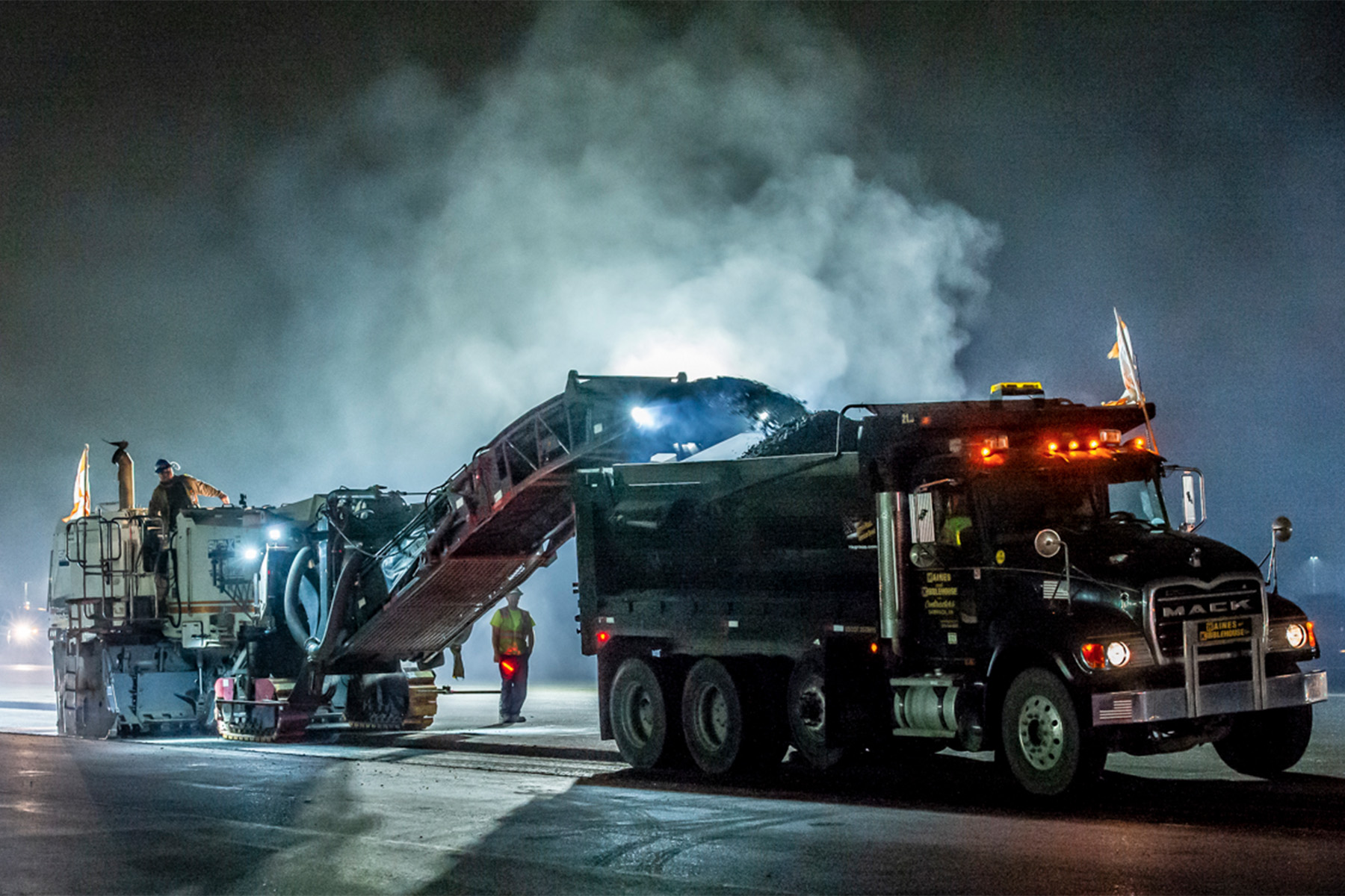 Overnight grooving operation for Runway 9R–27.